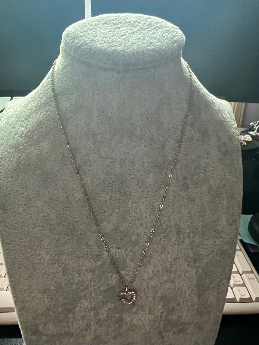 Claire's Gold Heart Pendant Necklace with Crystal Accents